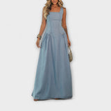 Lux  ™ ｜ Denim Modré Trägerless Šaty