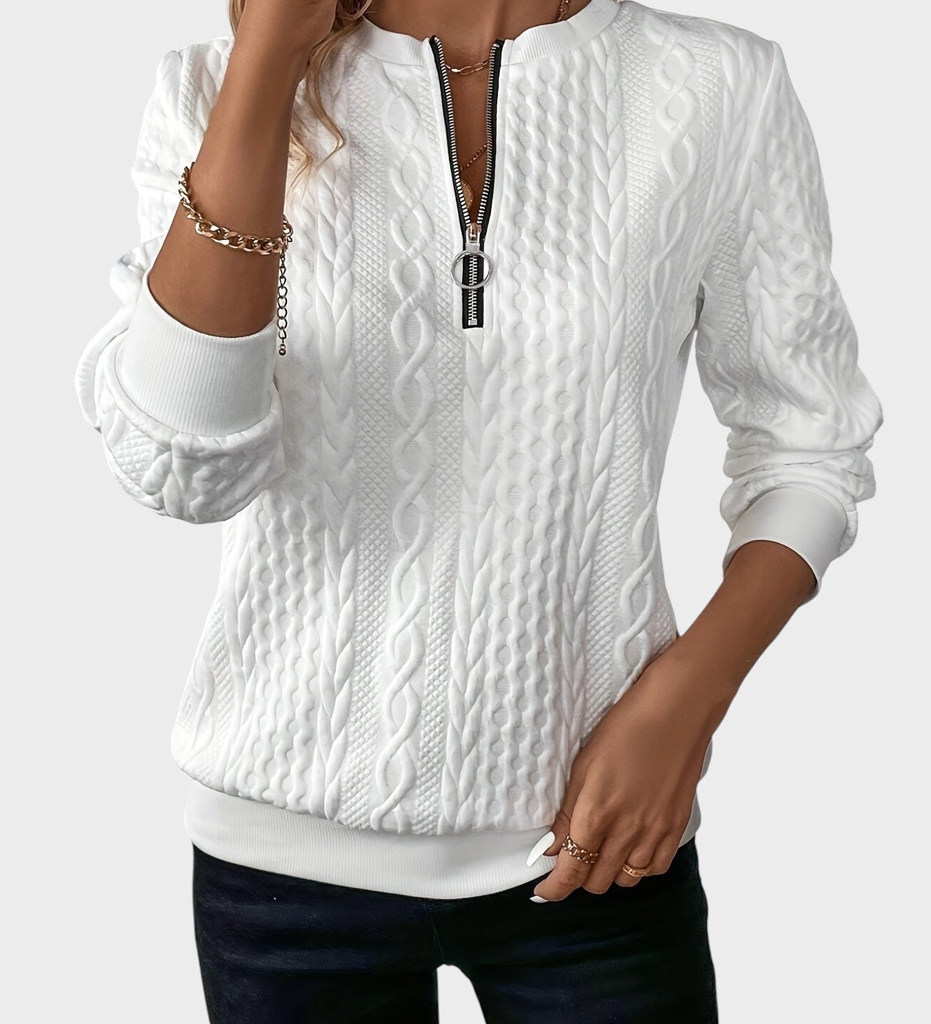 Alena™| Dámsky pletený sveter na zips