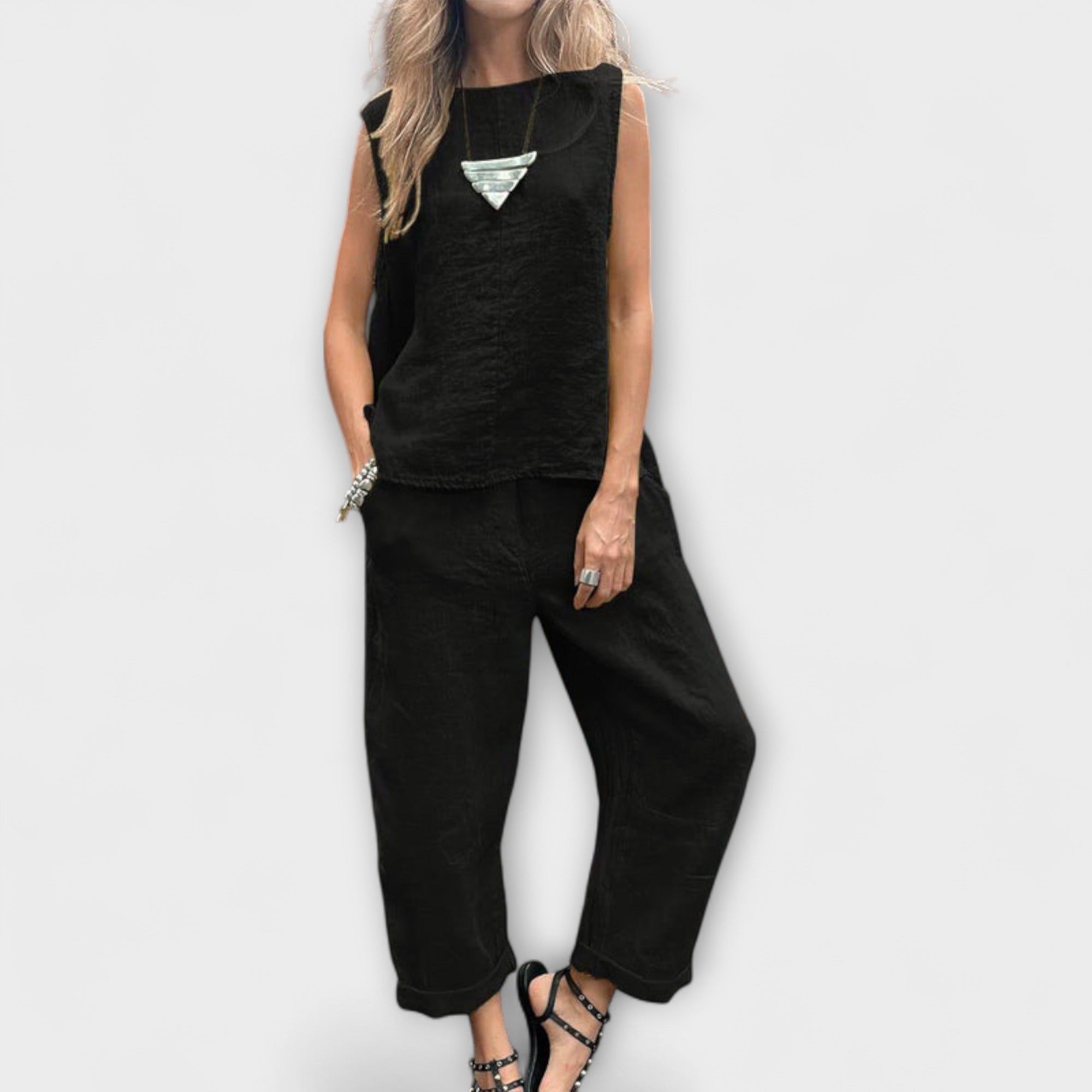 Jennifer ™ ｜Uvoľnený outfit z bavlny a ľanu