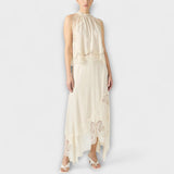 Kaia ™ ｜ Saténová blúzka s čipkovým lemom a plisovaným výstrihom v sade