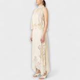 Kaia ™ ｜ Saténová blúzka s čipkovým lemom a plisovaným výstrihom v sade