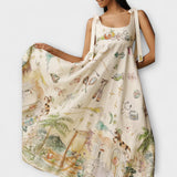 Juliette ™ ｜ Maľované ľanové midi šaty s baletným pásom