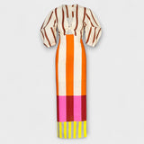 Kaya  ™ ｜Maxi šaty s predným výstrihom a balónovými rukávmi