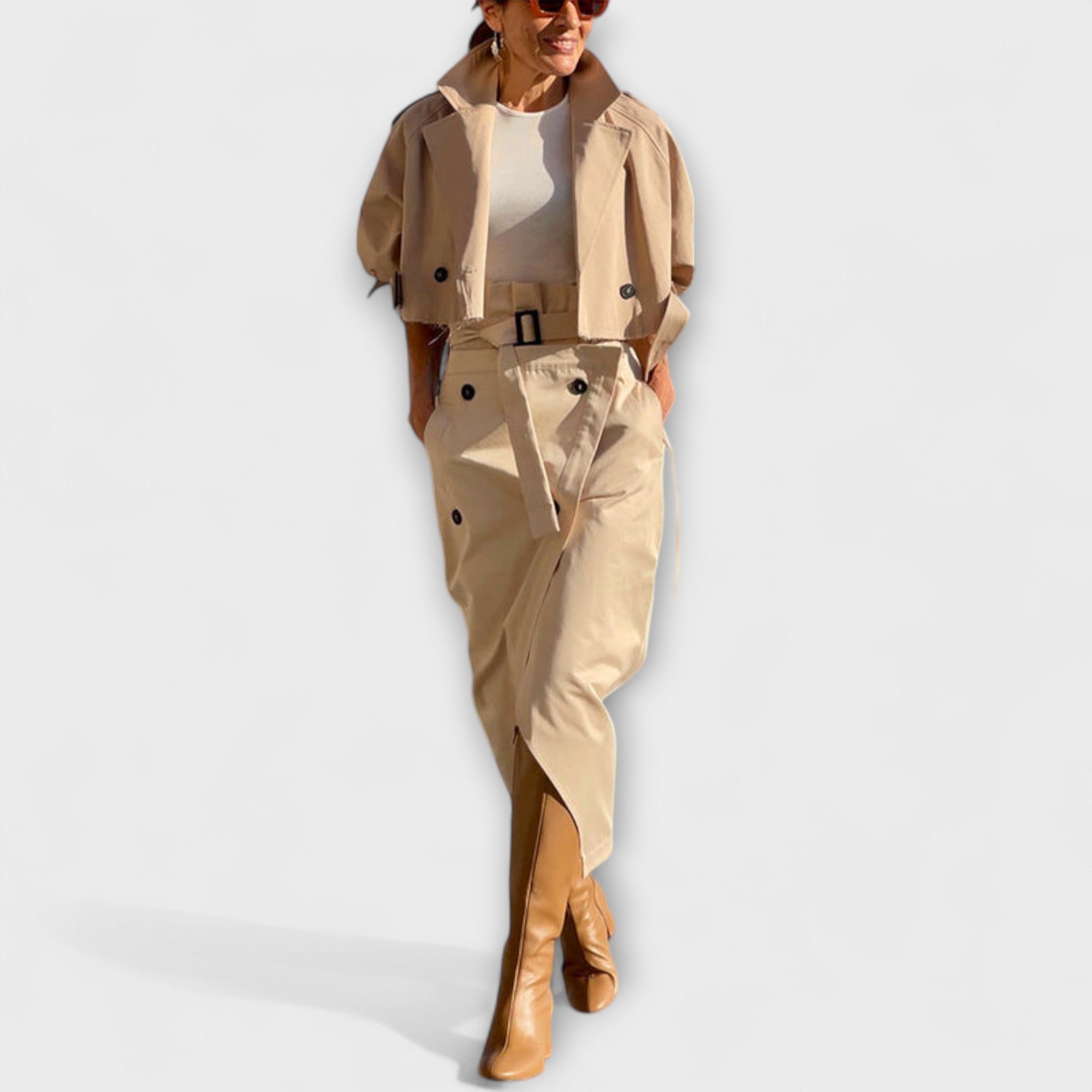 Lyra™ ｜ Elegantná bunda s midi sukňou a vreckami