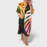 Roos ™ ｜ Uvoľnené šaty s farebným potlačou listov