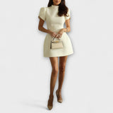 Lily ™ ｜ Mini šaty s výrezom na chrbte a mašľou s krátkym rukávom