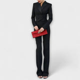 Noa ™ ｜ Čierny sako set s perličkami a odhaleným chrbtom