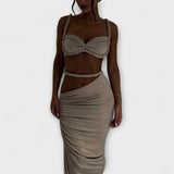 Jane ™ ｜ Štýlový gradient vrkoč crop top a overskirt duo