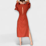 Holly ™ ｜ Pohodlné šaty s V-výstrihom z bavlny a ľanu so šnurovaním