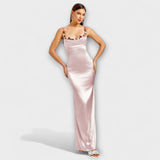 Eira ™ ｜ Ozdobené saténové šaty s viazaním na chrbte