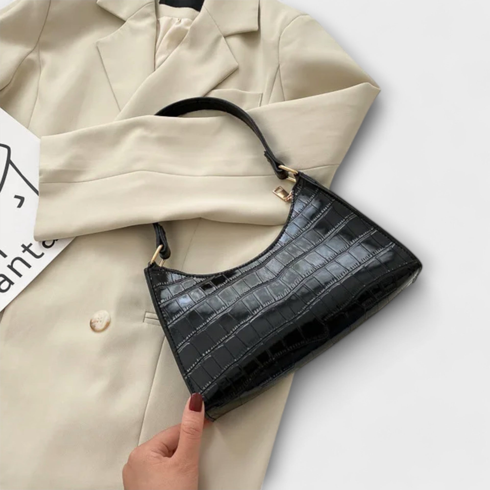 Monika.  ™ ｜Lesklá kožená taška