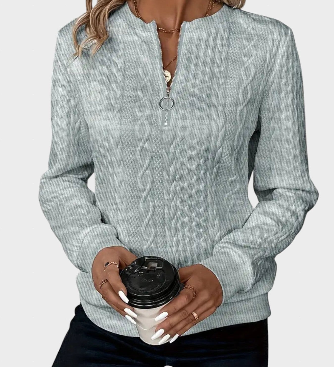 Alena™| Dámsky pletený sveter na zips