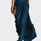 Anita™| Elegantný komplet košele a dlhej sukne zo zmesi bavlny a ľanu v tmavomodrej farbe