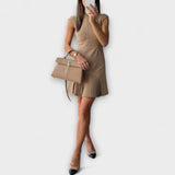 Elowen ™ ｜ Patchwork minidress inšpirované vojenským štýlom s vysokým golierom