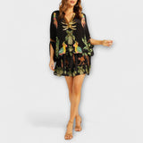 Cyntia ™ ｜  Výrazné šaty so šikmými ramienkami a potlačou kokosového stromu